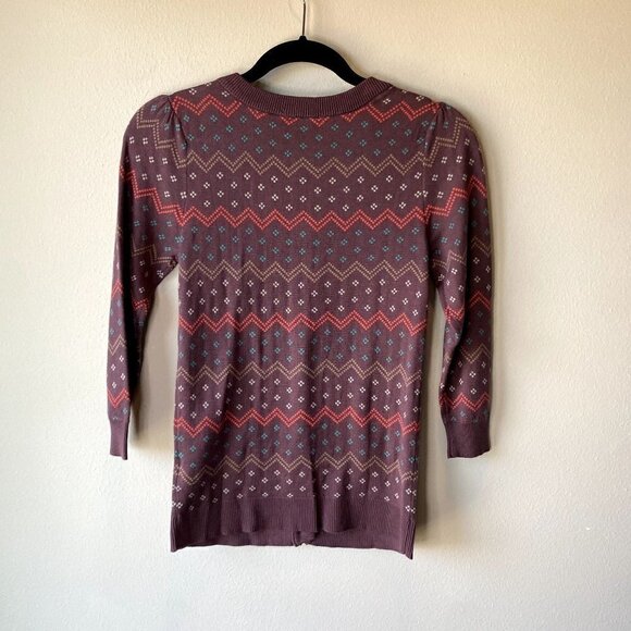 Modcloth Fair Isle Cardigan Purple S - Picture 6 of 7